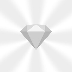 grey diamond gemstone on zoom comics, gray flat diamonds jewelry icon, grey gems on soft rays burst shine background, gray diamond of items game, clip art gemstone for banner jewellery copy space
