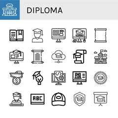 diploma simple icons set