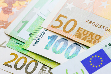 Euro currency money background with banknotes
