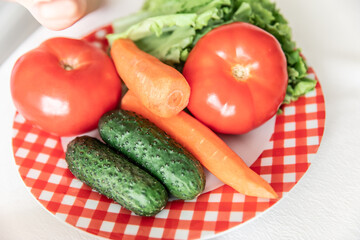 Colorful natural whole vegetables on the table ready for preparing food.
