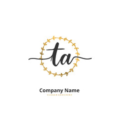 Fototapeta premium T A TA Initial handwriting and signature logo design with circle. Beautiful design handwritten logo for fashion, team, wedding, luxury logo.