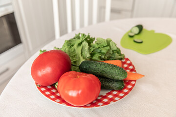 fresh vegetables on the white background.