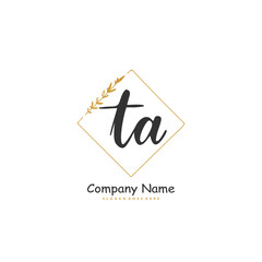 T A TA Initial handwriting and signature logo design with circle. Beautiful design handwritten logo for fashion, team, wedding, luxury logo.