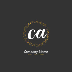 C A CA Initial handwriting and signature logo design with circle. Beautiful design handwritten logo for fashion, team, wedding, luxury logo.