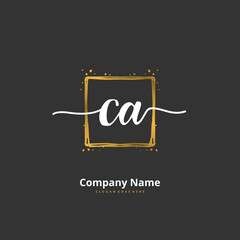 C A CA Initial handwriting and signature logo design with circle. Beautiful design handwritten logo for fashion, team, wedding, luxury logo.