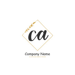 C A CA Initial handwriting and signature logo design with circle. Beautiful design handwritten logo for fashion, team, wedding, luxury logo.