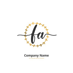 F A FA Initial handwriting and signature logo design with circle. Beautiful design handwritten logo for fashion, team, wedding, luxury logo.