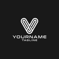 Simple Line Luxury Letter V Initial Logo Design