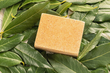 Homemade bay laurel natural soap. Aleppo soaps, traditional Syrian product