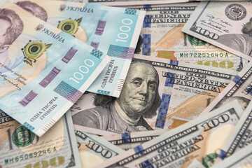 Fototapeta na wymiar money background. dollar and gryvnia bills. exchange