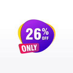26 discount, Sales Vector badges for Labels, , Stickers, Banners, Tags, Web Stickers, New offer. Discount origami sign banner