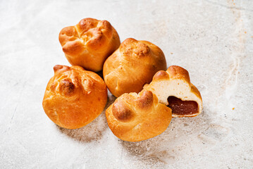 fresh buns with milk chocolate