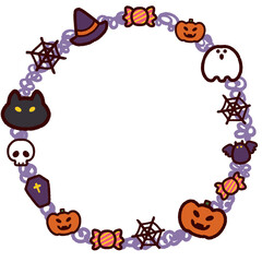 Fototapeta premium ハロウィンのかわいい丸フレーム