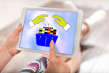 Shipment insurance concept on a tablet
