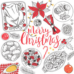 hand drawn Christmas food illustration