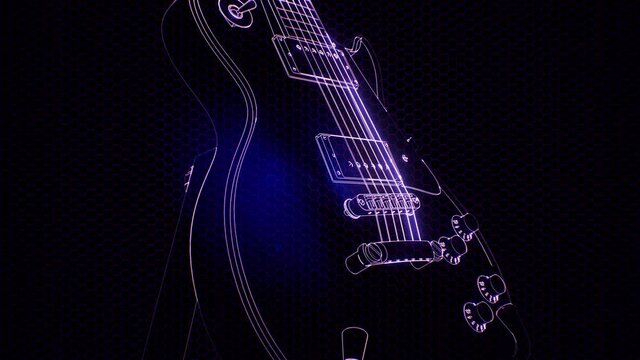 electric guitar in the hologram with bright lights