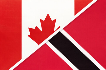 Canada and Trinidad and Tobago, symbol of national flags from textile. Championship between two American countries.