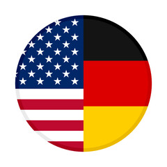 round icon with united states of america and germany flags. vector illustration isolated on white background