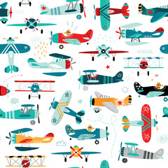 airplanes boys seamless pattern