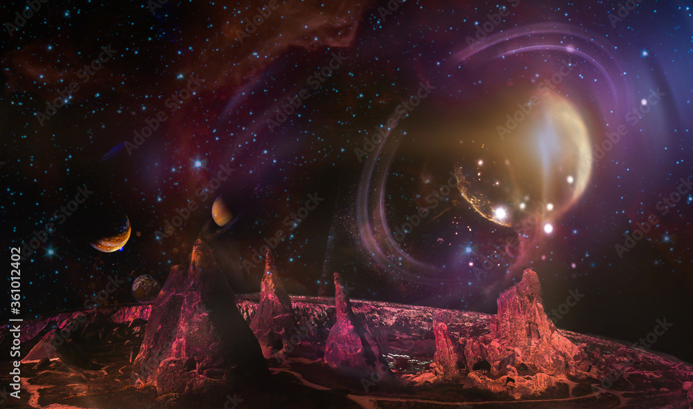Wall mural beautiful multicolor landscape of an alien planet. elements of this image furnished by nasa.
