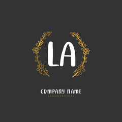 L A LA Initial handwriting and signature logo design with circle. Beautiful design handwritten logo for fashion, team, wedding, luxury logo.