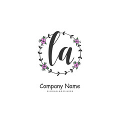 Obraz premium L A LA Initial handwriting and signature logo design with circle. Beautiful design handwritten logo for fashion, team, wedding, luxury logo.