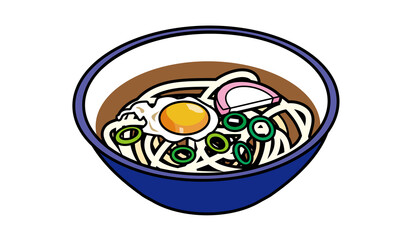 丼に盛りつけられた温かい月見うどん