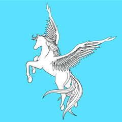 Beautiful White Pegasus Vector Illustration
