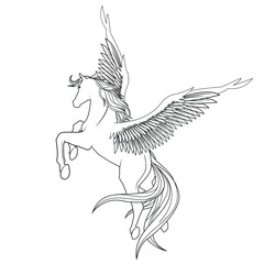 Beautiful White Pegasus Vector Illustration