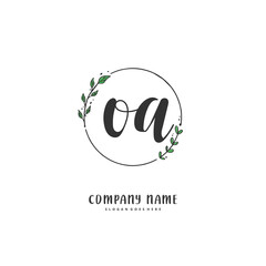O A OA Initial handwriting and signature logo design with circle. Beautiful design handwritten logo for fashion, team, wedding, luxury logo.