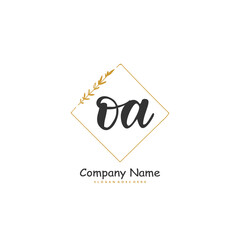 O A OA Initial handwriting and signature logo design with circle. Beautiful design handwritten logo for fashion, team, wedding, luxury logo.