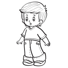 sketch of a boy who is surprised at something, coloring, isolated object on a white background, vector illustration,