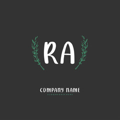 R A RA Initial handwriting and signature logo design with circle. Beautiful design handwritten logo for fashion, team, wedding, luxury logo.