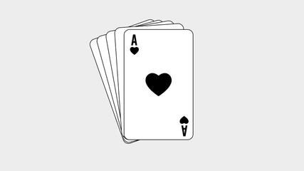 A fan of playing cards consisting of   Ace Isolated on white background