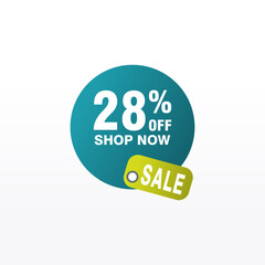 28 discount, Sales Vector badges for Labels, , Stickers, Banners, Tags, Web Stickers, New offer. Discount origami sign banner