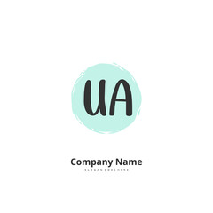 U A UA Initial handwriting and signature logo design with circle. Beautiful design handwritten logo for fashion, team, wedding, luxury logo.