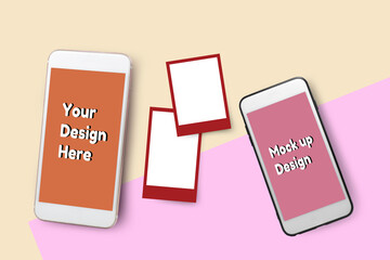Phone mock up screen easy design texture background,Mobile phone technology