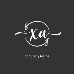 X A XA Initial handwriting and signature logo design with circle. Beautiful design handwritten logo for fashion, team, wedding, luxury logo.