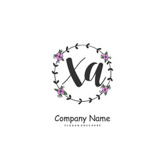 X A XA Initial handwriting and signature logo design with circle. Beautiful design handwritten logo for fashion, team, wedding, luxury logo.