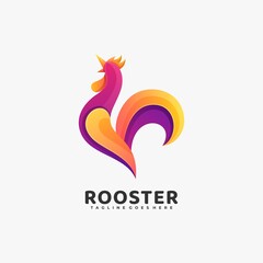 Vector Logo Illustration Rooster Gradient Colorful Style.