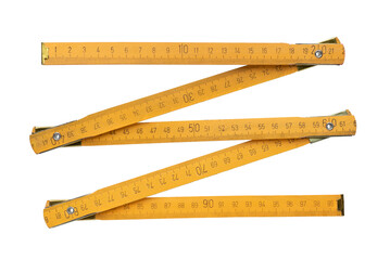 Yellow wooden folding rule