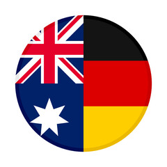 round icon with australia and germany flags