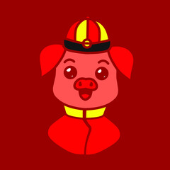 Fototapeta premium The pig hog zodiac sign of Chinese logo on lunar new year