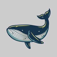Floating ocean humpback whale nautical logo design