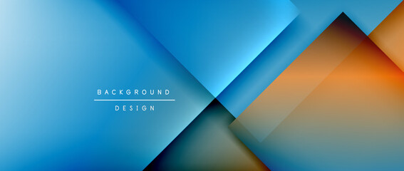 Square shapes composition, fluid gradient geometric abstract background. 3D shadow effects, modern design template