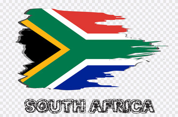 south africa flag grunge brush background. Vector illustration. transparent background