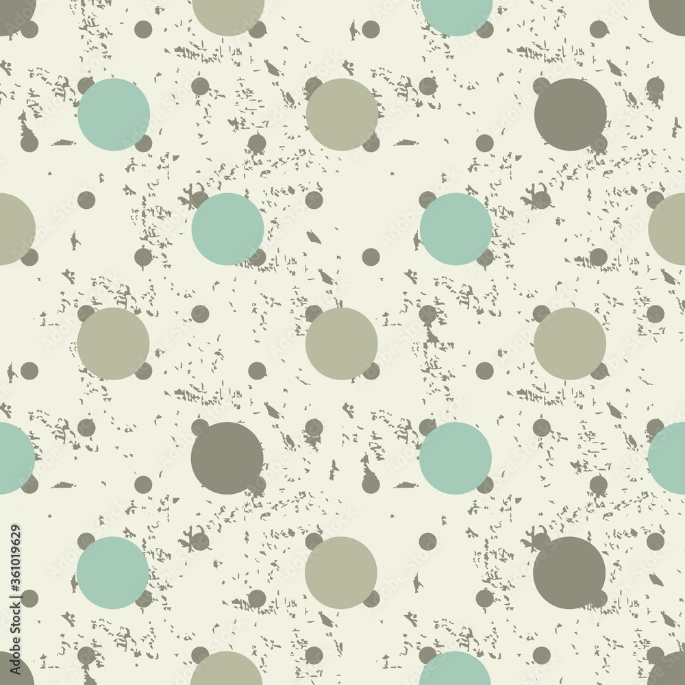 Poster seamless colorful polka dots pattern on shabby background. vector illustration