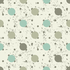 Seamless colorful polka dots pattern on shabby background. Vector illustration