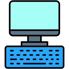 Computer and keyboard, Telecommuting or  remote work icon