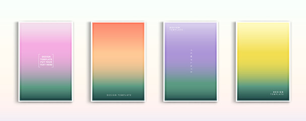 Fototapeta premium Minimal modern cover design. Dynamic colorful gradients. Future geometric patterns. Blue, pink, yellow, green, orange, purple placard poster template.